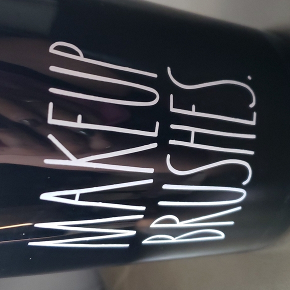 Rae Dunn Makeup Brushes Black and White Glass Holder - Picture 6 of 10